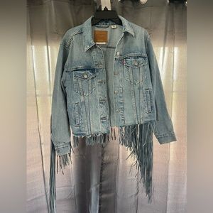 Levi Ex Boyfriend fringe trucker Jacket